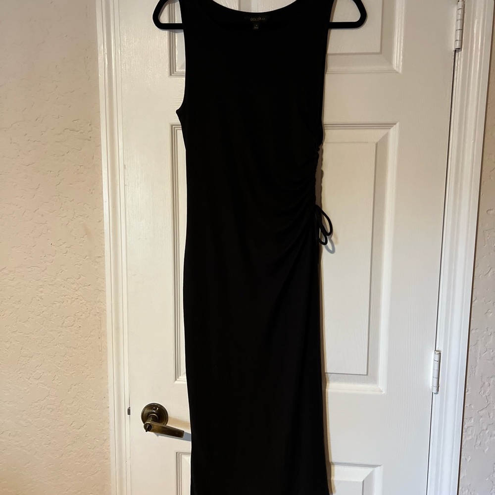 NWOT Goldray SZ M Black Ruched Midi tank dress